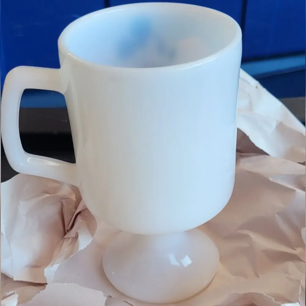 Vintage Disney Mickey Mouse pedestal milk glass coffee mug